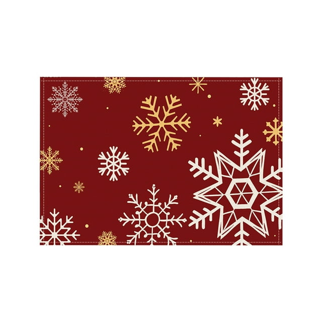 A Christmas Snowflake Themed Placemat For Table Decor And Heat Insulation Polyester Material Stain Resistant Easy Clean 1Pc Weight 0.08 Lb