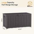 thumbnail image 6 of SHOUFTW 60-Gallon Waterproof Deck Box, UV-Resistant Resin Outdoor Storage, Lockable Wide-Opening Lid, Garden Patio Storage Bench, Brown, 6 of 7