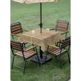 thumbnail image 4 of Outdoor Tablecloth with Umbrella Hole for Patio/Picnic/Party/Camping, Retro Yellow Waterproof Table Cloth Square Cover Washable, Country Farmhouse Abstract Minimalist Texture (54"x 54"), 4 of 8