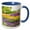 Blue/White, variant on 3drose, Usa, Washington, Sequim. Lavender and Trees., 11oz Two-tone Black Mug