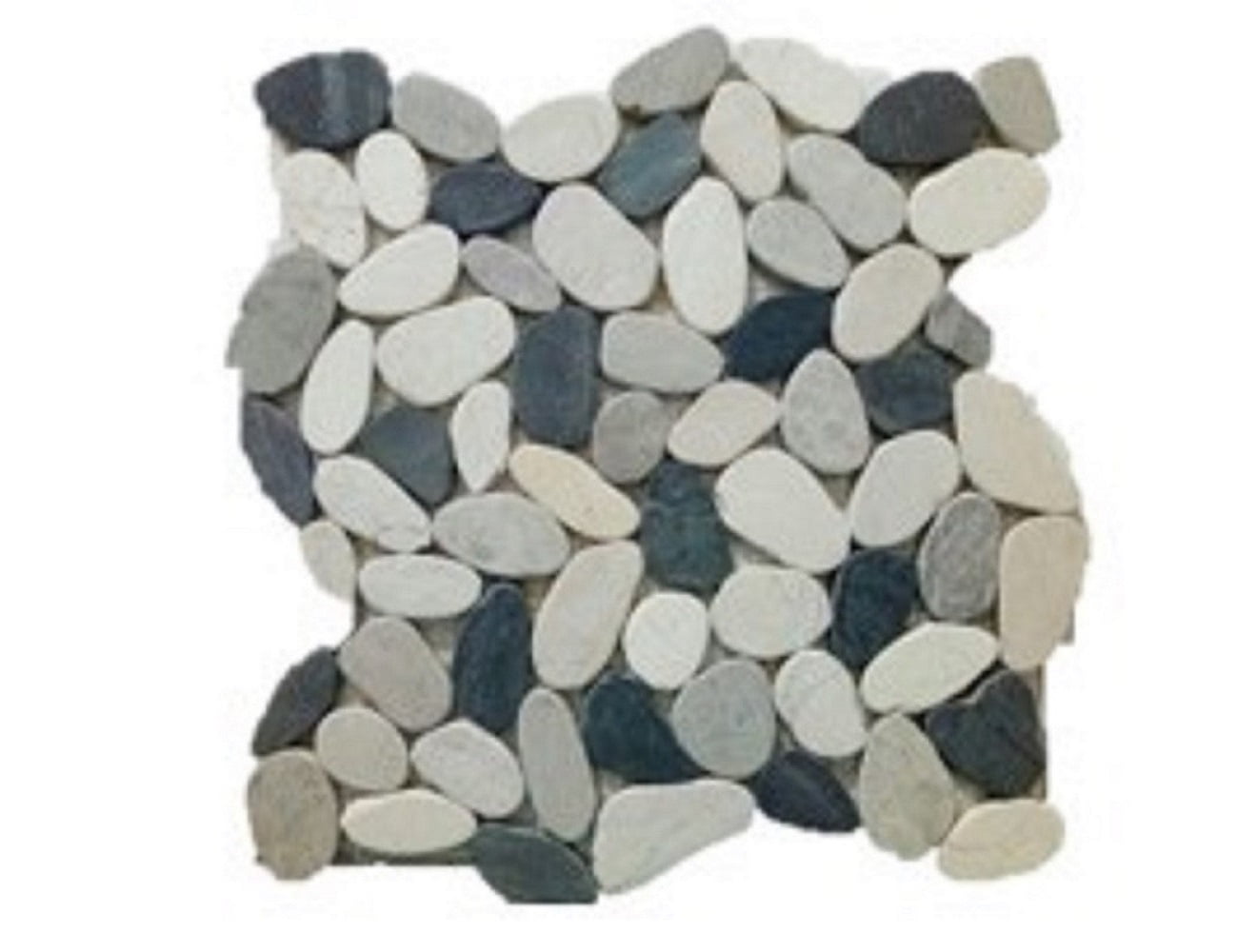 Rainforest White Grey And Dark Honed Sliced Pebble Floor Dark Grey Honed Sliced Pebble Floor