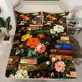thumbnail image 2 of jejeloiu Country Floral Twin Sheet Sets,Vintage Books Twin Fitted Sheet,Oil Paint Aesthetic Flat Sheet For Girls,Microfiber Bedroom Decor,3pcs, 2 of 7