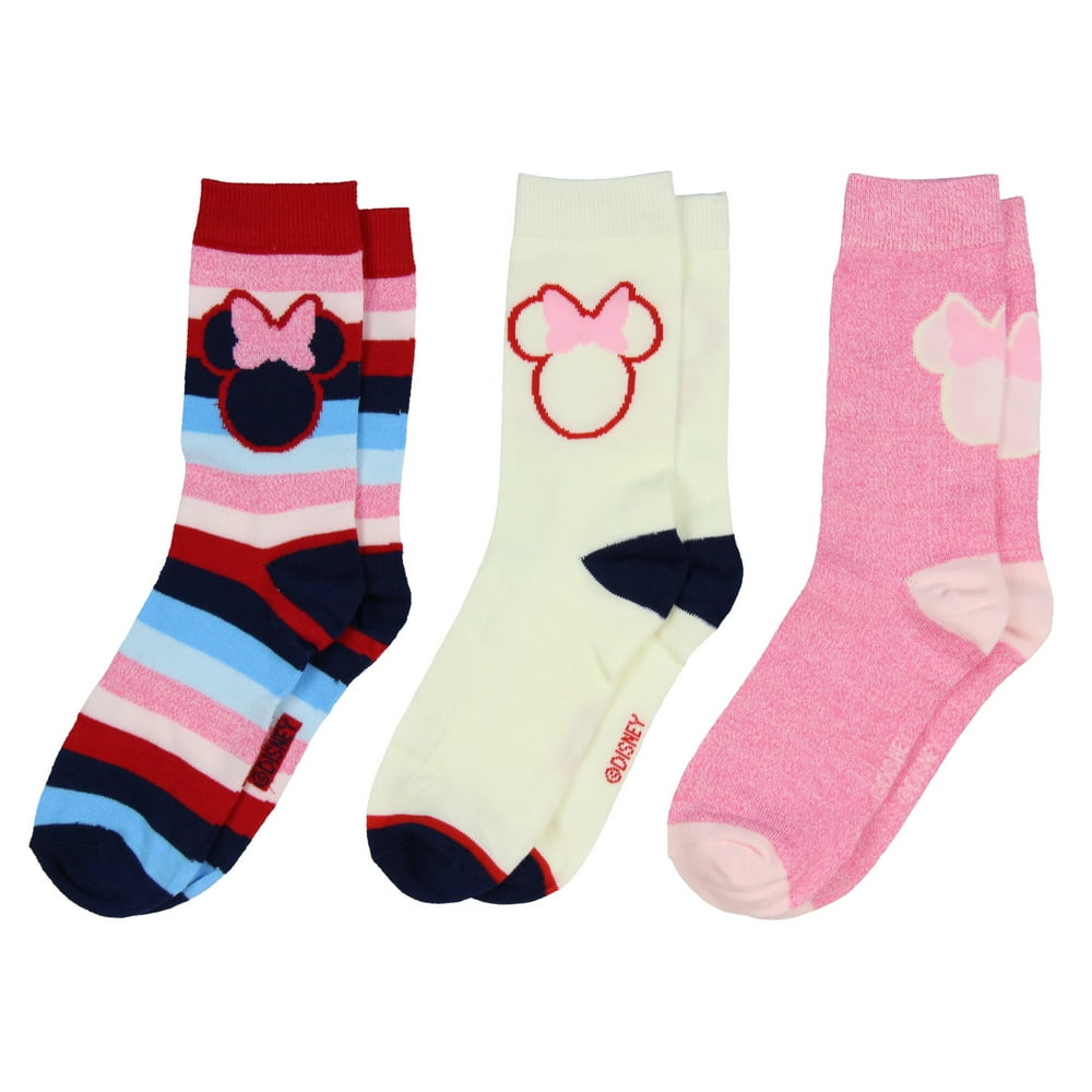 Disney Minnie Mouse Socks In The Pink Minnie 3 Pair Crew Socks Size 9