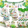 thumbnail image 1 of Kinovo Set de 189 piezas de artículos para fiesta de dinosaurios para 24 invitados, 1 of 7