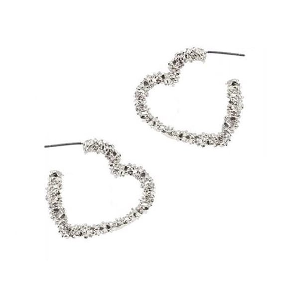 Blue Box Boutique Inc Small Silver Spiky Cluster Heart Hoop Earrings for Women, Teens | Valentine's Day, Galentine's Day Gift