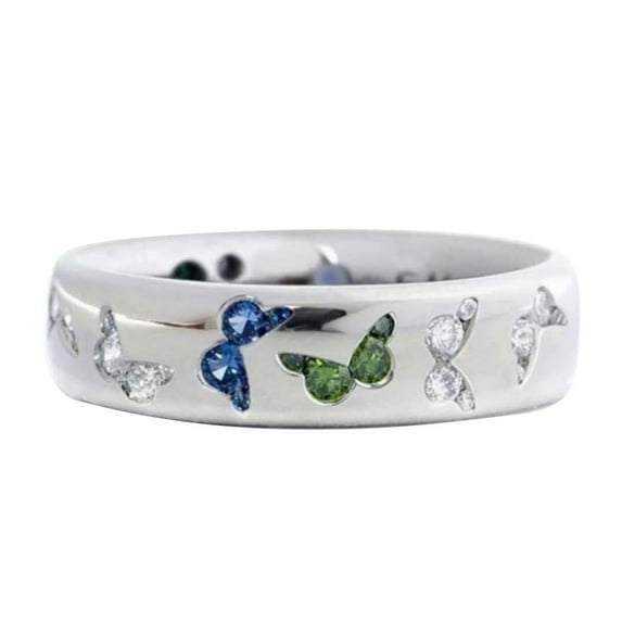 AYYUFE Fashion Women Butterfly Cubic Zirconia Inlaid Ring Wedding Party