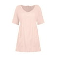 thumbnail image 5 of Summer Brilliant Summer Womens Dresses Plus Size New Short Sleeve-Neck Solid Color Pocket Dress Short Sleeve-Neck Dress Pink M, 5 of 7