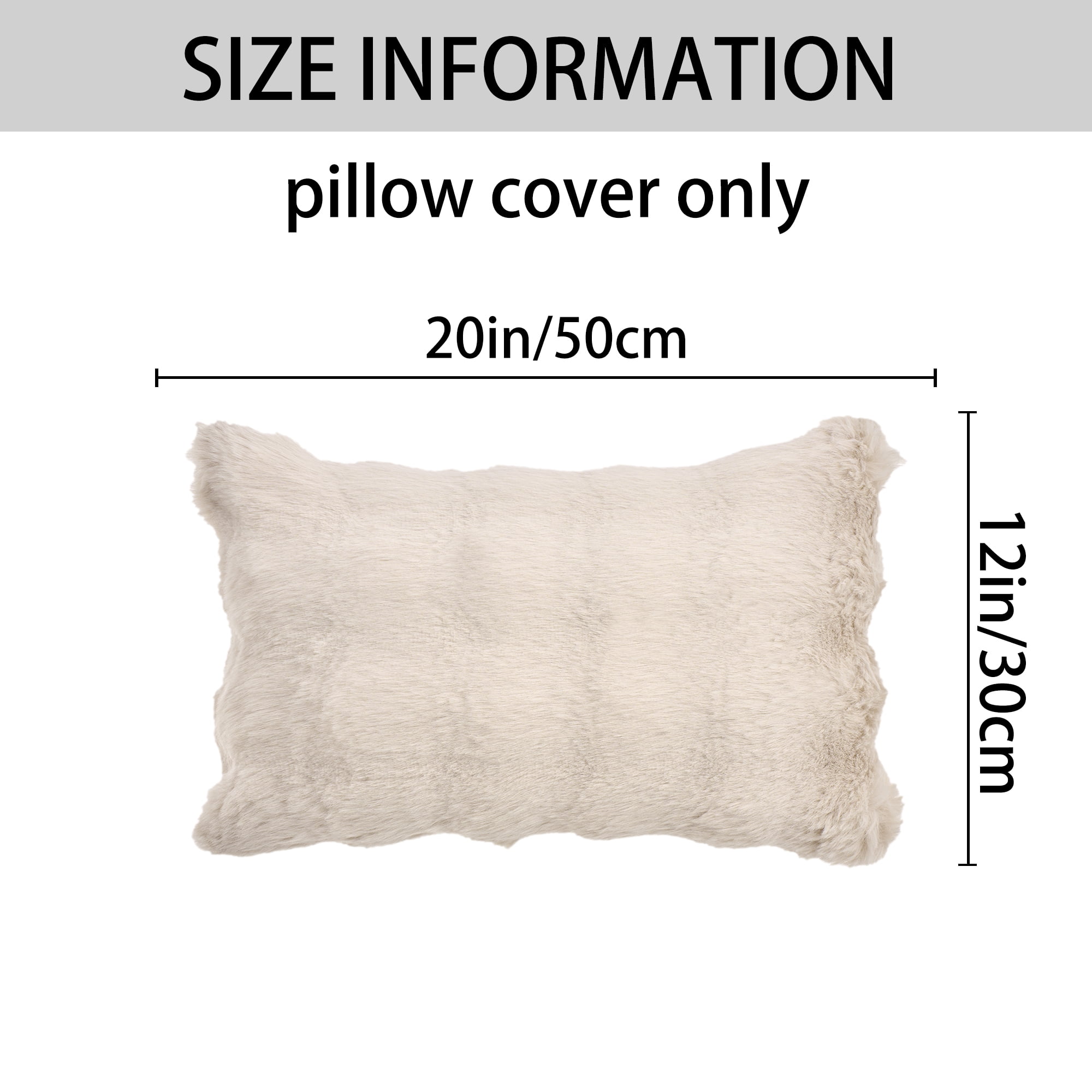 Unique Bargains 2pcs Soft Fluffy Pillow Covers for Living Room Khaki 20" x 12"