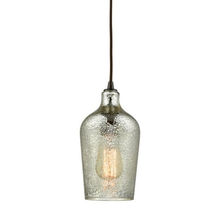 

Elk Home Hammered Glass 5 Wide 1-Light Pendant - Oil Rubbed Bronze with Silver