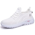 thumbnail image 2 of Women's Fashion Solid Color Mesh Lace Up Sneakers Lightweight Breathable Comfortable Running Shoes Non Soft Sole Athletic Footwear For Casual Walking And Sports OTHER 43, 2 of 5