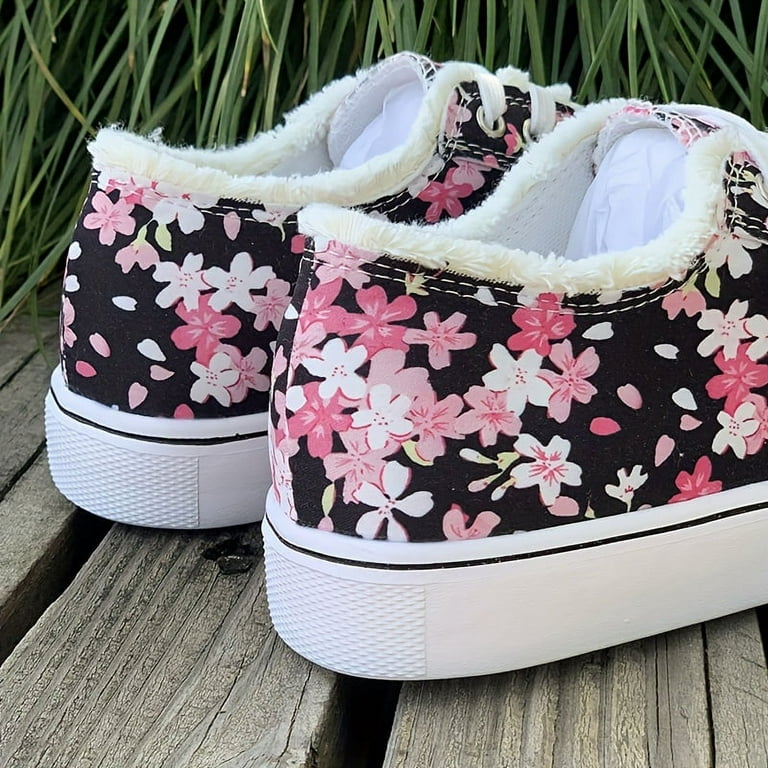 Floral Painted Tennis Shoes Women's Floral Print Canvas Shoes