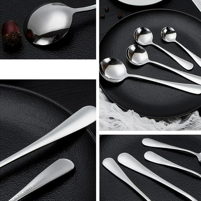 Spoon Stainless Steel Scoop Round Soup Scoop Long Handle scoop; kitchen Coffee Teaspoon Kitchen Utensil
