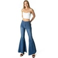 thumbnail image 2 of Tricot Womens High Rise Super Flare Bell Bottom Jeans (1, Medium Denim), 2 of 3