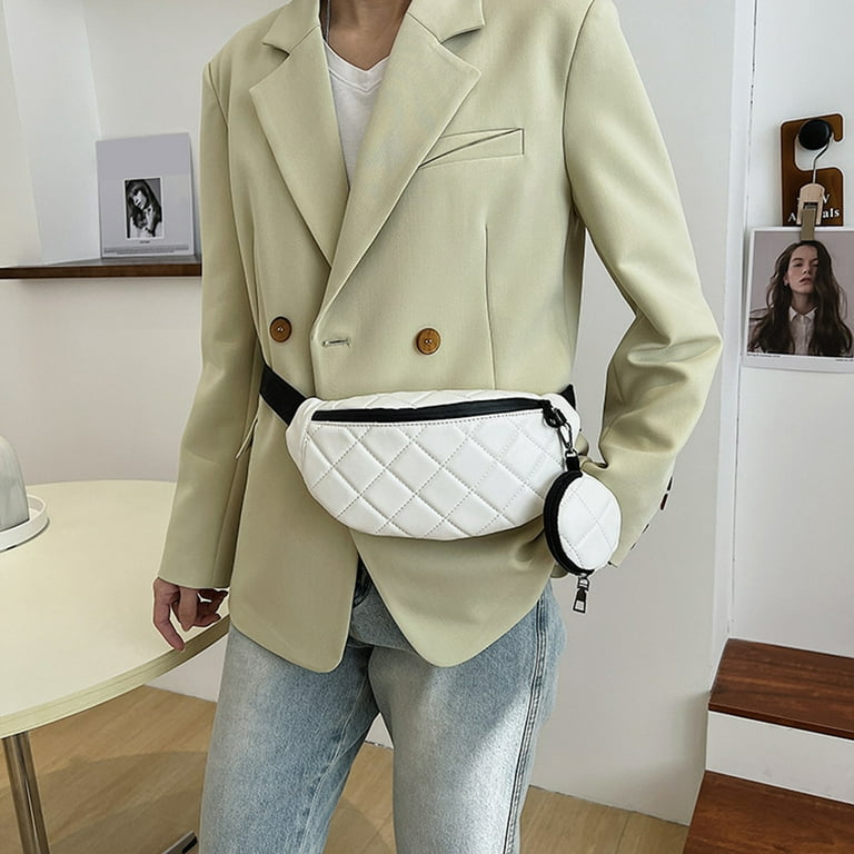 Women Fashion Waist Bags Diamond Lattice Shoulder Bag PU Leather