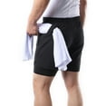 thumbnail image 3 of Towel 2-In-1 Men Running Shorts With Towel Loop Pockets Quick Dry Exercise Shorts For Training Gym Workout, 3 of 7