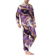 thumbnail image 2 of Wukai Purple Gold Marble Swirls Men's Long Sleeve Pajama Set,Long Sleeve Mens Sleepwear with Pockets & Front Fly-X-Large, 2 of 7