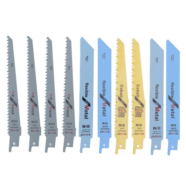 SAWS SAWS BLADE, Recíproco de Cuchillas de Sierra Larga Vida útil de Alta Eficiencia 10pcs 4 Tipos para madera