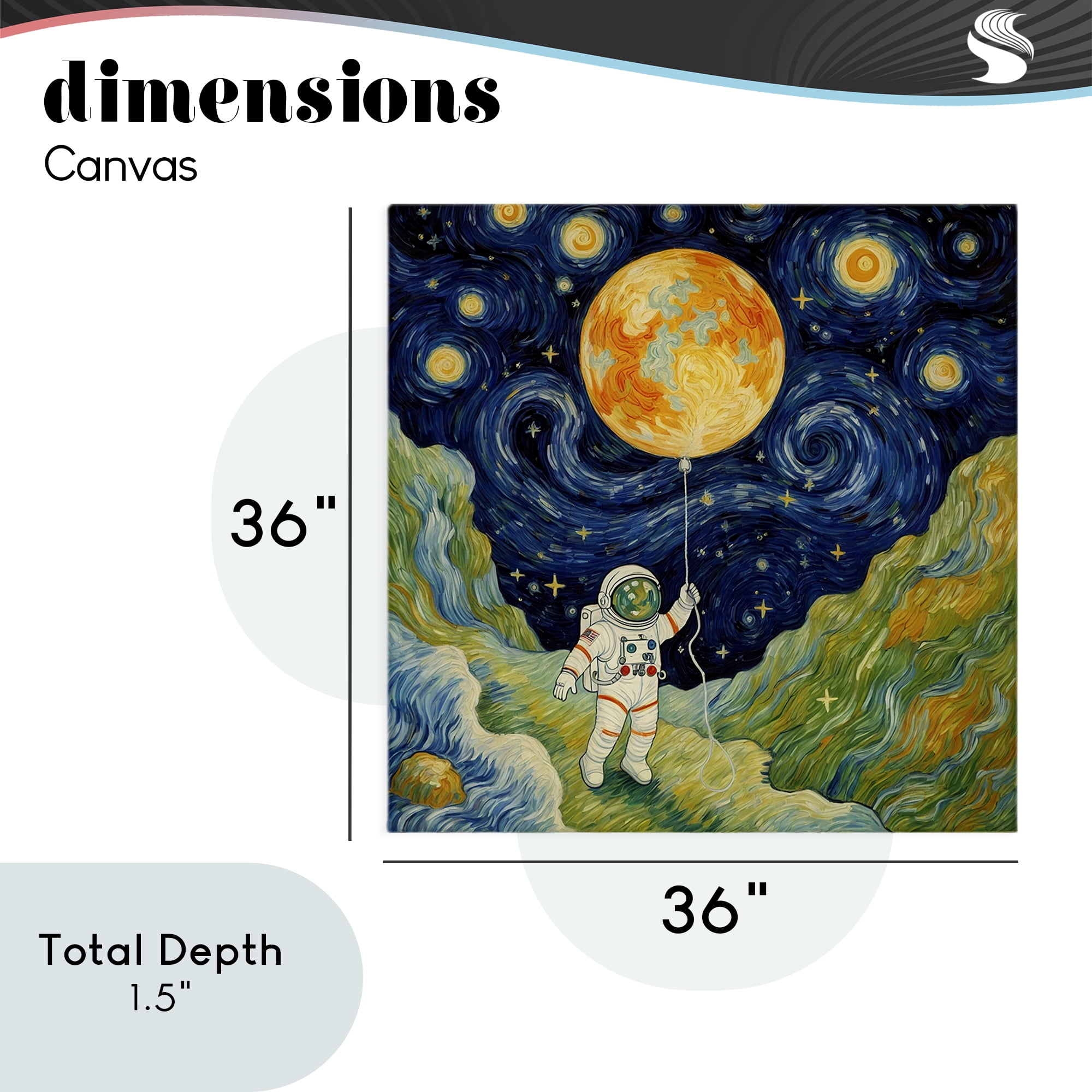 Impressionist Astronaut in Space Canvas Wall Art, design by Angie Hawke