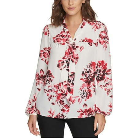 DKNY Womens Floral Pullover Blouse, Multicoloured, Petite, PL