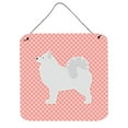 thumbnail image 1 of Samoyed Checkerboard Pink Wall or Door Hanging Prints, 1 of 1