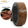 thumbnail image 6 of WHIPPY Western Genuine Leather Belt for Women Men Cowgirl Cowboy Scroll Embossed Buckle Belt, 6 of 10