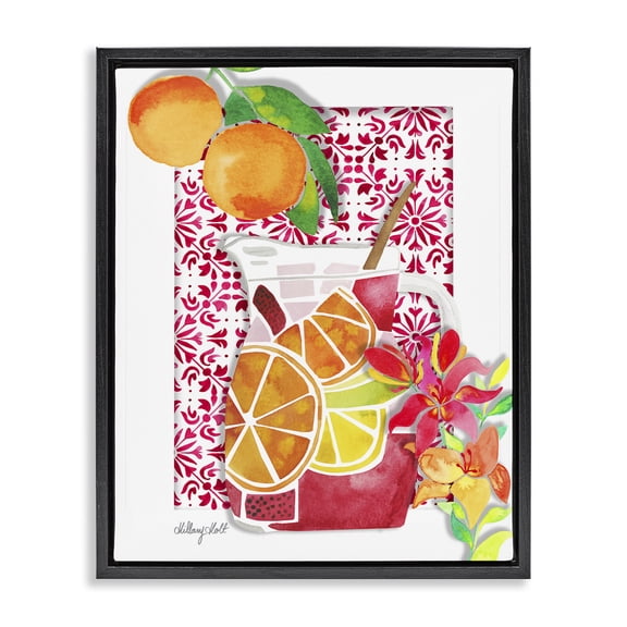 Stupell Industries Mediterranean Sangria Drink Food & Beverage Painting Black Floater Framed Canvas Art Print Wall Art, 17 x 21