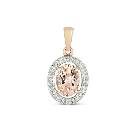 Exquisite 9k Rose Gold Women Diamond Pendant Brilliant Cut H - PK with Morganite - 17mm*9mm