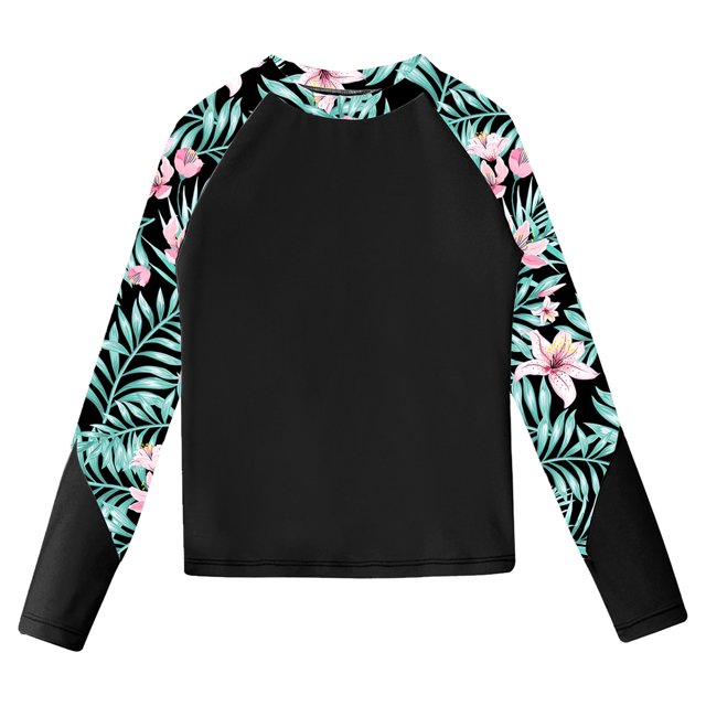 vastwit Kids Girls Rash Vest Long Sleeve Rash Guard Swim Shirt UPF 50+ UV Protection Quickly Dry Black 10