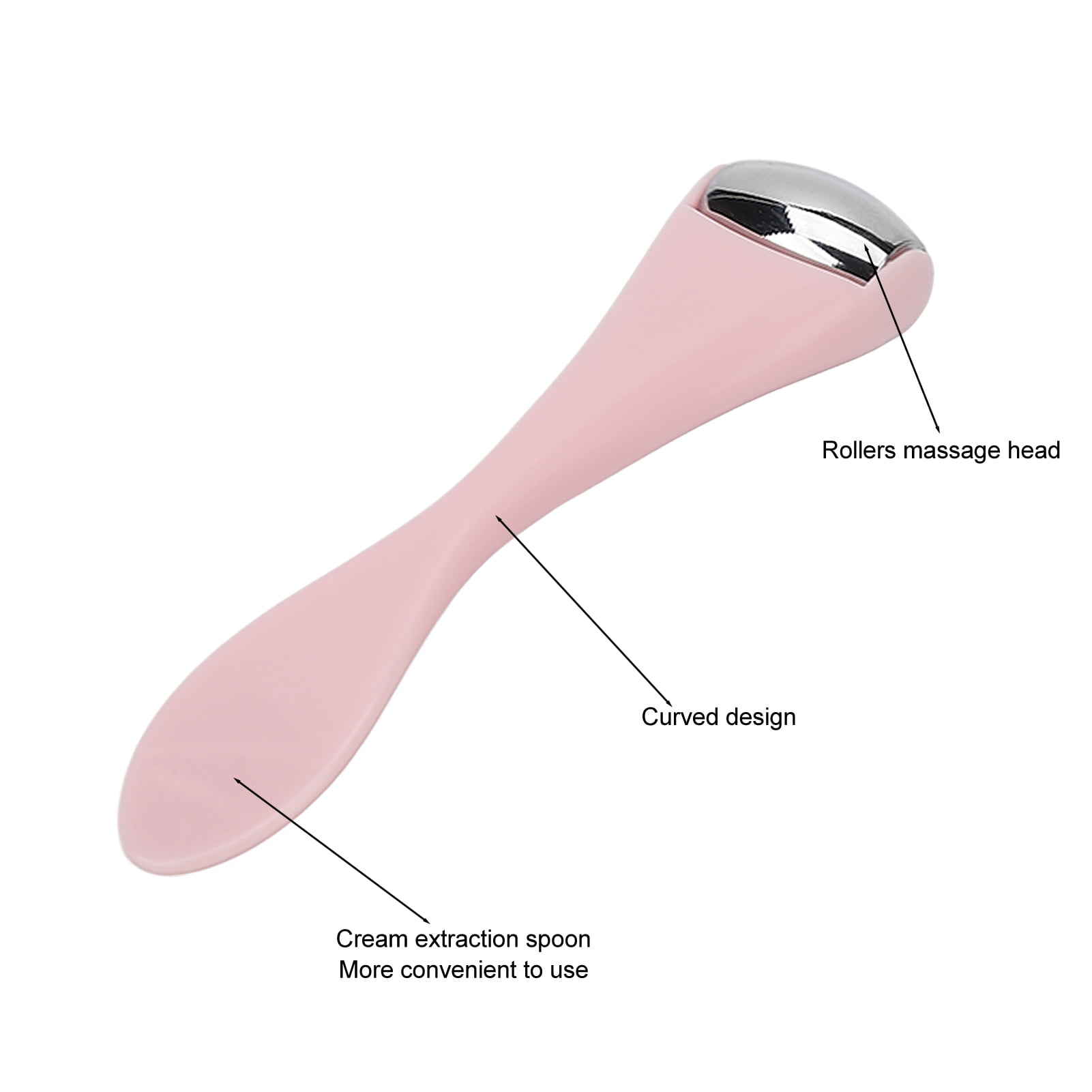 BOKYAN Mini Eye Roller Facial Massager Stainless Steel Alloy Ball Reusable Skin Care Tool for Relieving Wrinkles Puffiness Pores and Pain Relief, Pink Manual Device (4.72 inches / 12 cm)