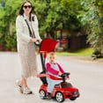 thumbnail image 4 of Gymax 3-in-1 Toddler Push Car w/Adjustable Canopy Under Seat Storage Realistic Sounds Red, 4 of 10
