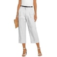 thumbnail image 5 of Wutalume Women's Solid Color Casual Fashion Breathable Loose Cotton Linen Capri Pants Summer Beach Vacation Trousers,White M, 5 of 5