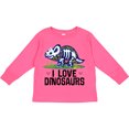 thumbnail image 3 of Inktastic Girl Dinosaur I Love Dinosaurs Girls Long Sleeve Toddler T-Shirt, 3 of 5