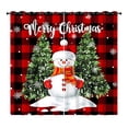 thumbnail image 2 of Fashnice Christmas Thermal Insulated Blackout Curtain Grommet Room Darkening Curtain Blackout Window Treatments Eyelet Ring Top Window Drapes Plaid Red W:52''x H:54'' *2Pcs, 2 of 3