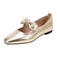 thumbnail image 4 of Rokment Bow Metallic Dress Shoes for Women Bride Wedding 2026 Fall Fashion Casual Leather Pointed Toe Ballet Flat Comfortable Low Heels Walking Slip on Dressy Loafers Gold Size 6.5, 4 of 6