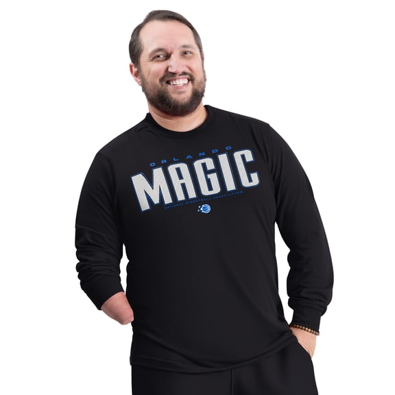 Men's G-III Sports by Carl Banks Black Orlando Magic Adaptive Printed Mesh Effect Long Sleeve T-Shirt