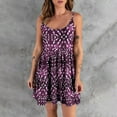 thumbnail image 2 of IROINNID Women's Sleeveless Surplice Dress Round Neckline Summer Spaghetti s Vintage Dress Pleated Flowy Swing Tunic Mini Dress Regular Print Dress, 2 of 5