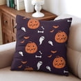 thumbnail image 3 of Halloween Decor Throw Pillow Covers Set - Black Cat and Cobweb Pattern Linen Covers 18x18 inch throw pillow case Halloween gifts to friends,family, 3 of 6