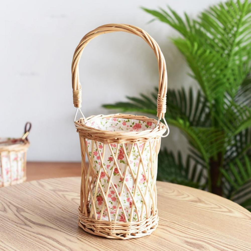 Rattan Woven Portable Flower Basket, Floral Arrangement, Bamboo Basket