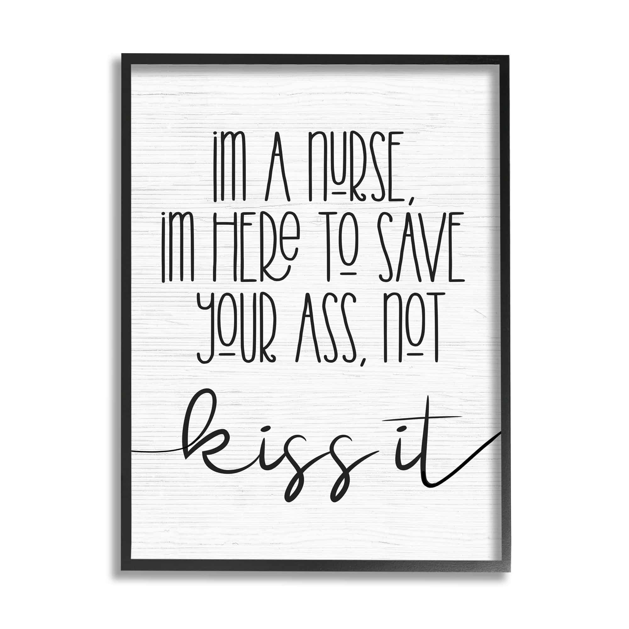 Stupell Industries Nurse Here to Save It Funny Sassy Phrase Graphic Art Gray Framed Art Print Wall Art, 24x30, by Daphne Polselli