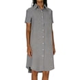 thumbnail image 2 of Nmnitkp Womens Dresses Linen Blend Button Down Shirt Dress, Loose Fit Short Sleeve Solid Color Midi Dress for Casual Summer Dresses for Women Daily Wear & Vacation Gray,M, 2 of 8