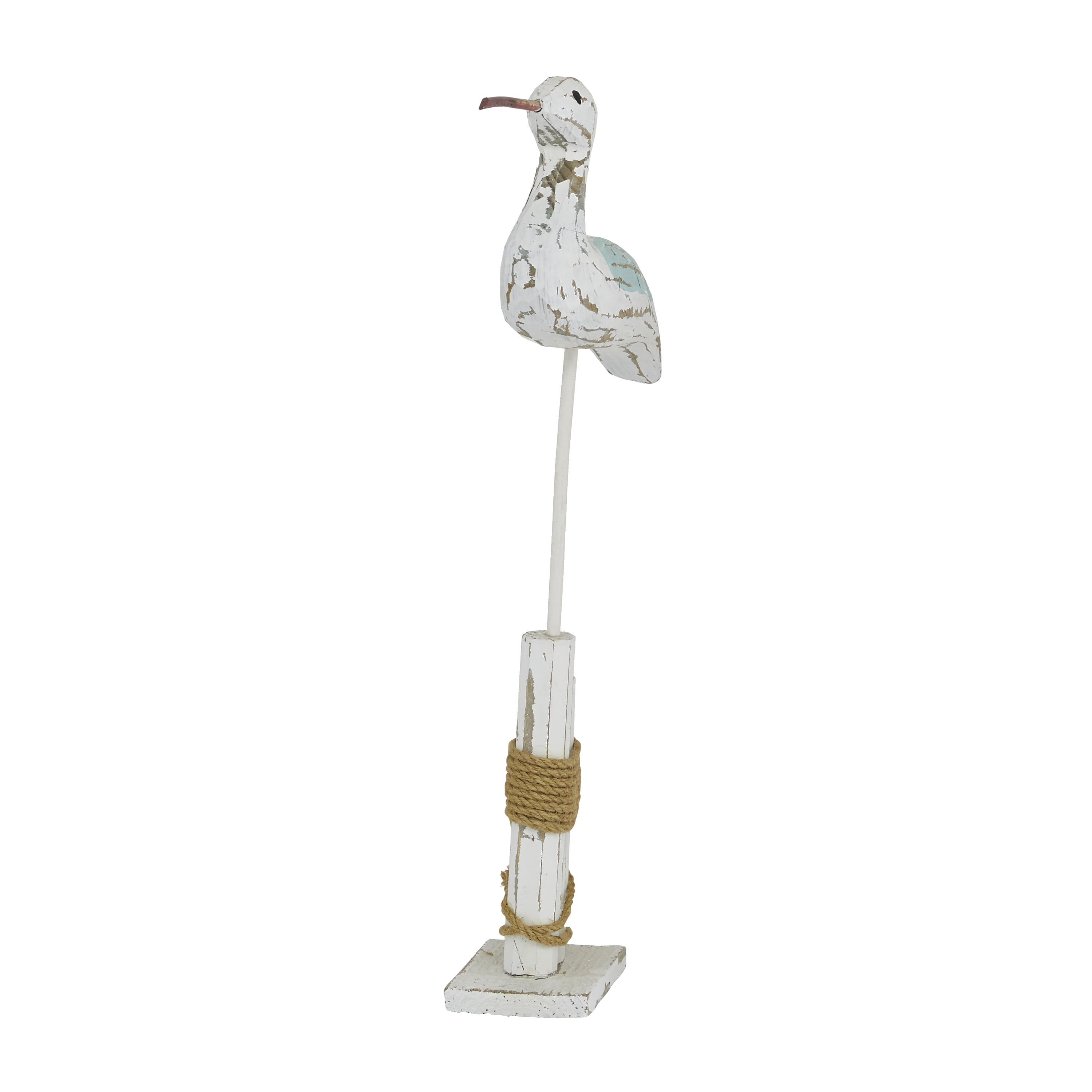 12" x 21" White Wood Bird Sculpture, by DecMode