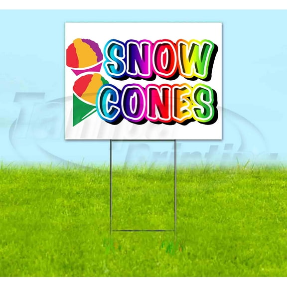 Snow Cones (18" x 24") Yard Sign, Includes Metal Step Stake
