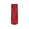 thumbnail image 5 of BLISSFUL STEP Women's Ankle Boots Faux Leather Square Toe Block Heel Zip Up Booties Red 5, 5 of 7