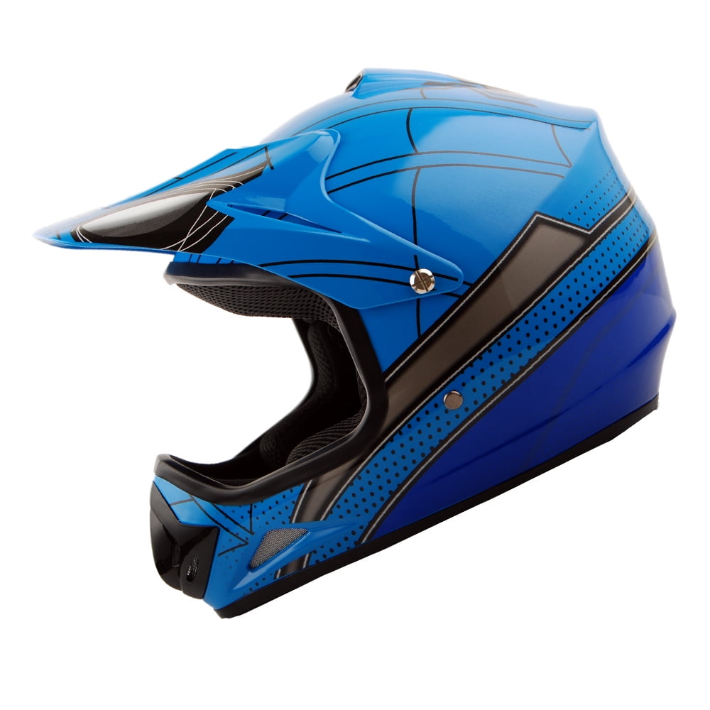 blue motocross helmet
