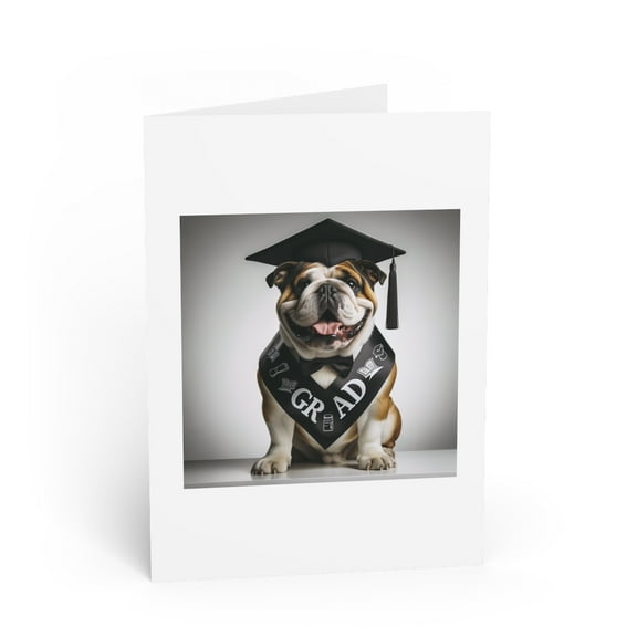 DistinctInk Greeting Card / Note Card - Bulldog Graduation - PACK of 1