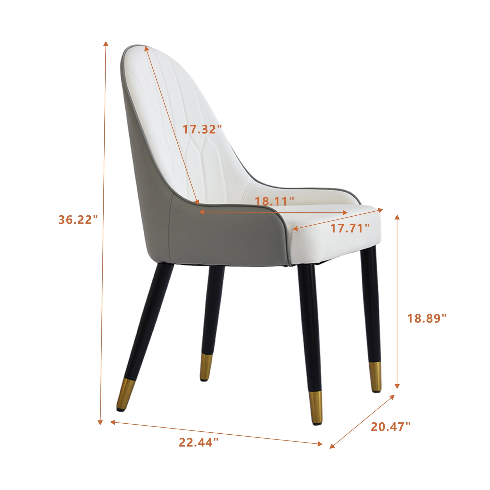 bokifol Dining Chairs Set of 2, Upholstered Mid Century Modern Kitchen Dining Room with Pu Leather Cushion Seat & Metal Legs for Kitchen,Living Room