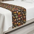 thumbnail image 2 of Autumn Bed Runner, Season Camp Items Marshmallow Hot Chocolate Campfire Pumpkin Fall, Decorative Accent Bedding Scarf for Hotels Homes and Guestrooms, Queen, Dark Taupe and Pale Orange, by Ambesonne, 2 of 2