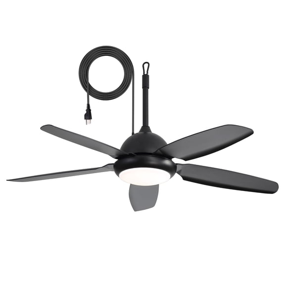 Sofucor 52" Modern Outdoor Ceiling Fan with Light and Remote Control 6-Speed DC Motor, 3 Color Temperatures, Weather-Resistant for Outdoor, Black