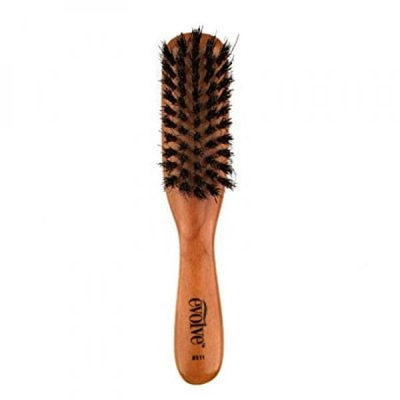 Evolve 100% Boar Bristle Hair Brush, Best Brush for Pocket / Purse / Travel Size, Distribute Natural Oil & Stimulate Scalp, Medium Firmness, Great for