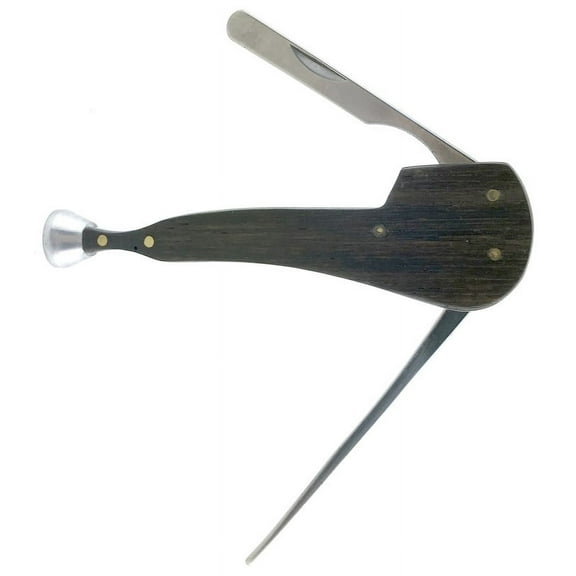 3-in-1 Classic Wood Pipe Shape Stainless Steel Tobacco Reamer Tamper Tool - 6305